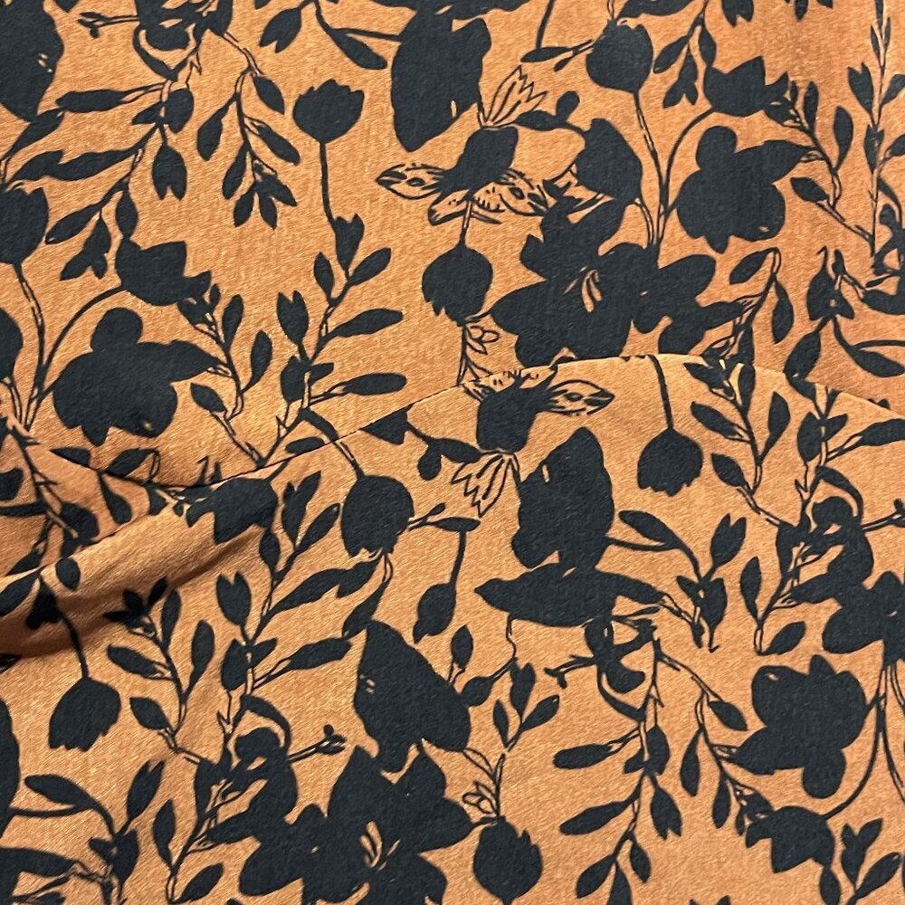 Kori America Women's Floral Print Dress Small Orange & Black Polyester Lined - Picture 9 of 11